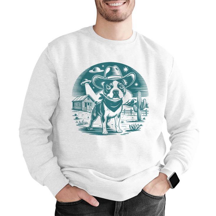 Boston Terrier Cowboy UFO Shirt Vintage Western Dog Mom Tee Men Graphic Sweatshirt, Boston Terrier Mom Sweatshirts, funny gift