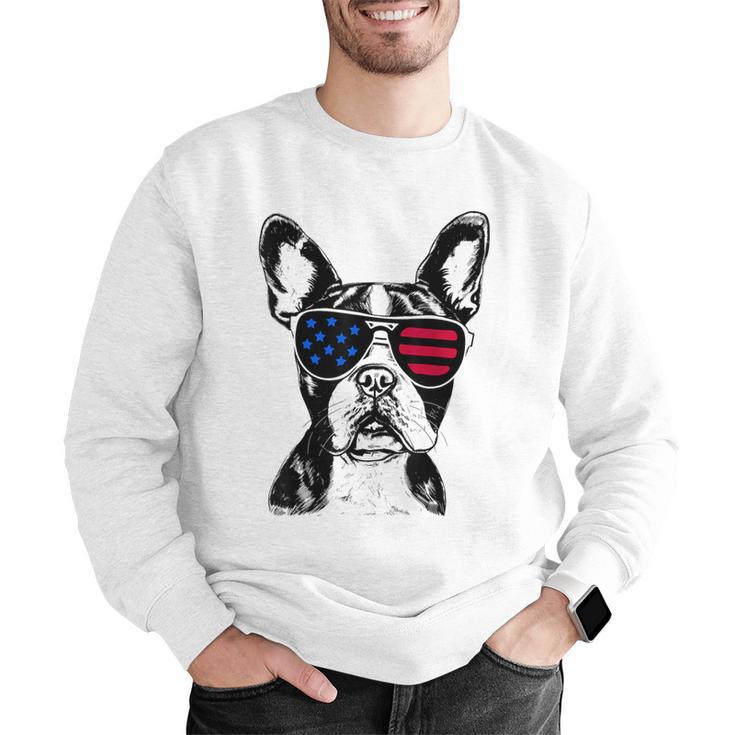 Boston Terrier Dog 4th July America USA Flag Men Women Kids Men Graphic Sweatshirt, Boston Terrier 4th Of July Sweatshirts, funny gift