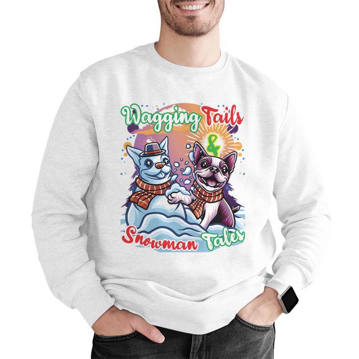 Boston Terrier Dog Christmas Snowman Winter Snow Men Graphic Sweatshirt, Boston Terrier Christmas Sweatshirts, funny gift