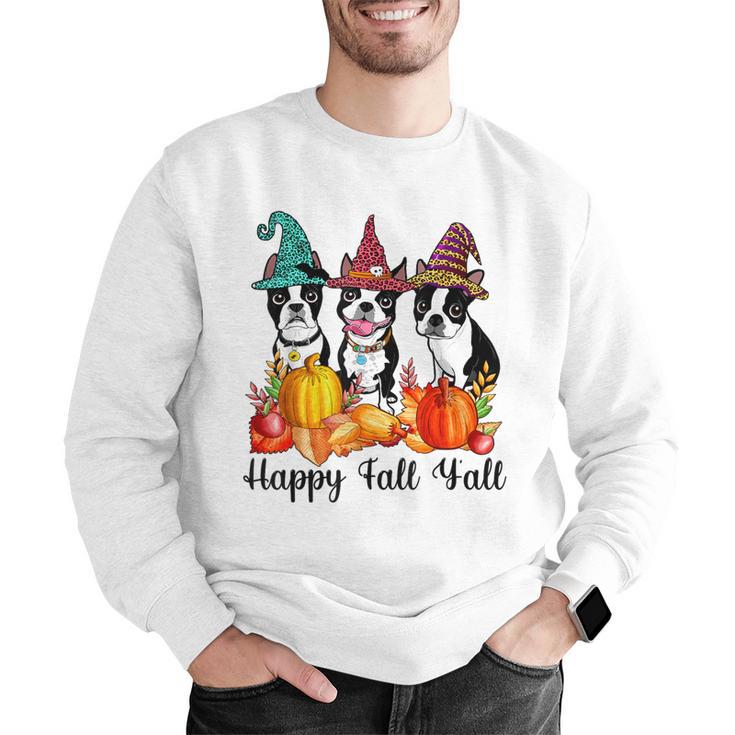 Boston Terrier Dog Lover Fall Ya'Ll Halloween Costume Men Women Men Graphic Sweatshirt, Boston Terrier Halloween Sweatshirts, funny gift