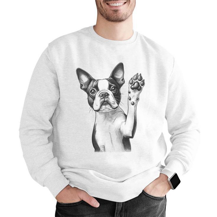Boston Terrier Dog Raising Paw Idea Men Women Men Graphic Sweatshirt, funny gift
