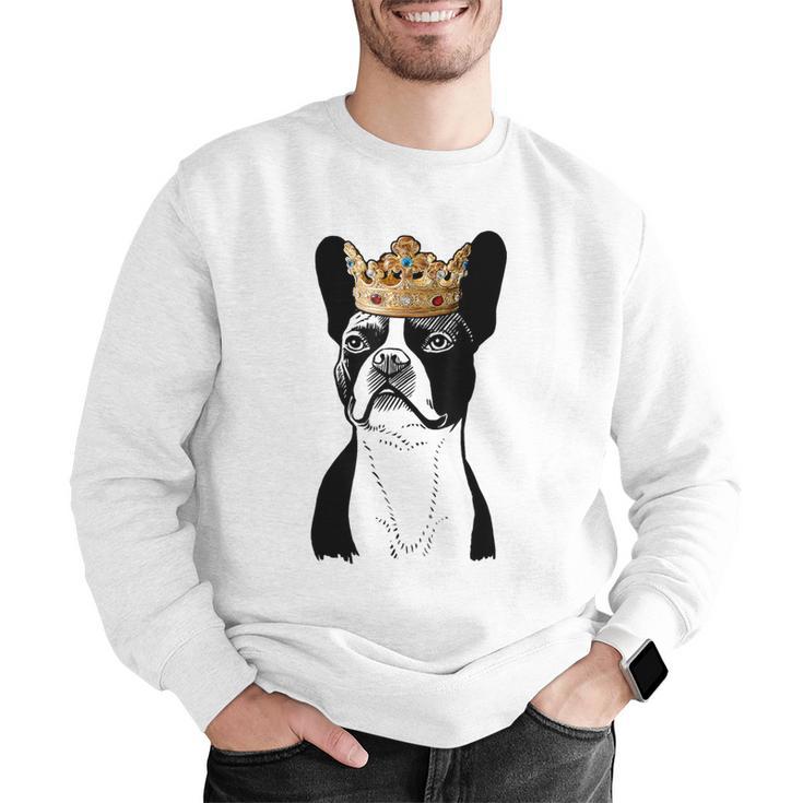 Boston Terrier Dog Wearing Crown For Men Women Girls Kids Men Graphic Sweatshirt, funny gift