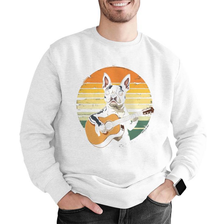 Boston Terrier Guitar Retro Men Graphic Sweatshirt, funny gift