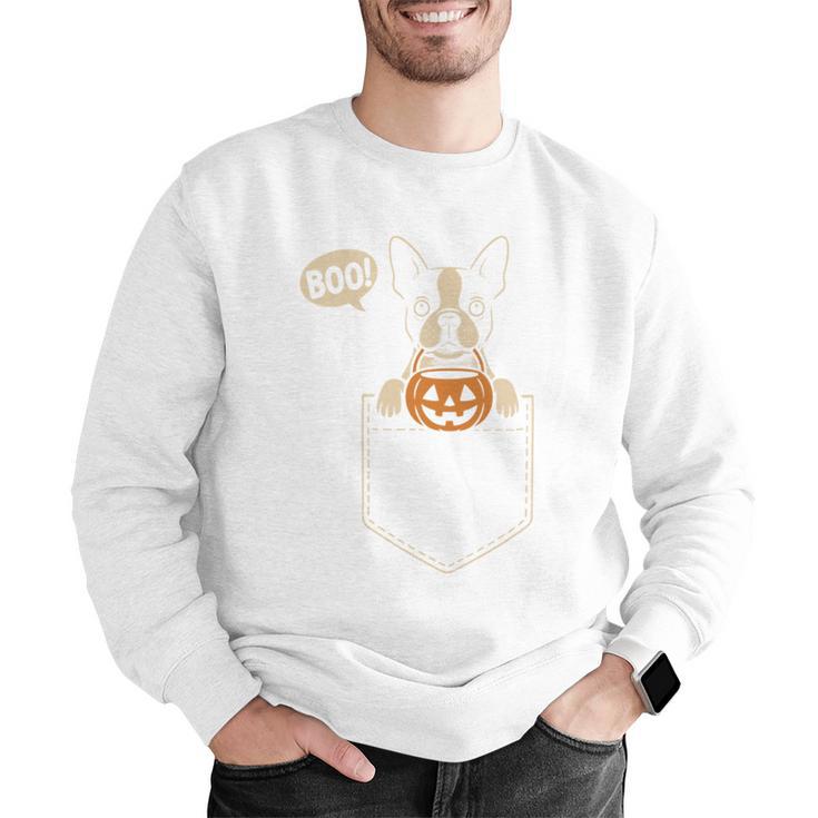 Boston Terrier Halloween Cute Bostie Dog Pocket Boo Men Graphic Sweatshirt, Boston Terrier Halloween Sweatshirts, funny gift