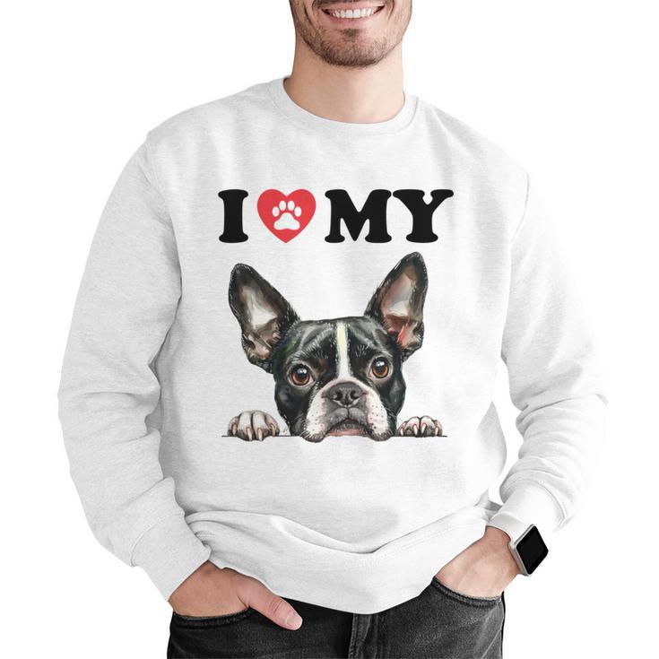 Boston Terrier I Heart My Dog Dog Lover Men Graphic Sweatshirt, funny gift