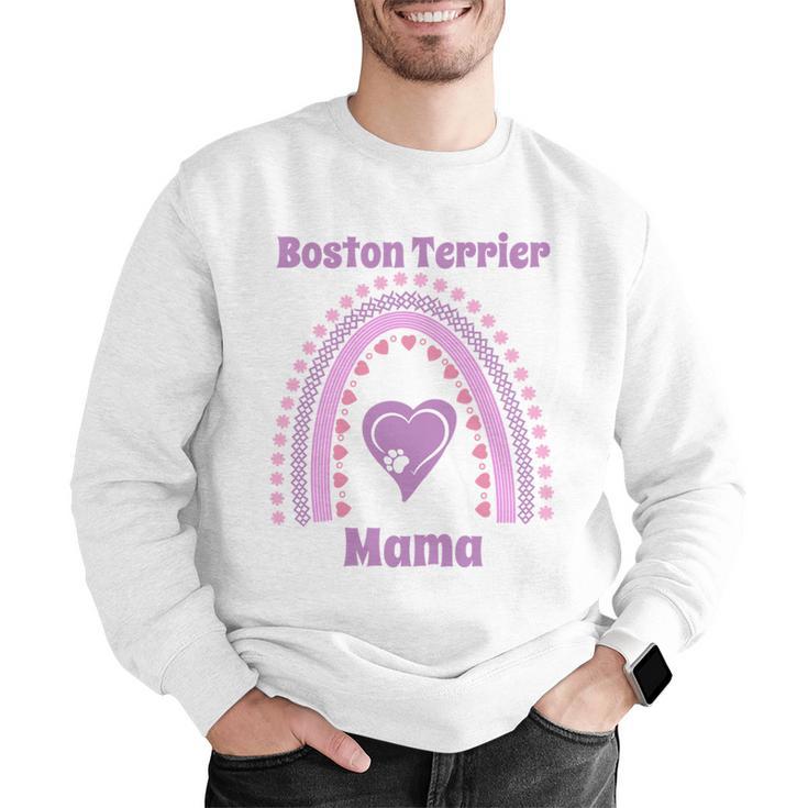 Boston Terrier Mama Cute Rainbow Paw Heart Shape Men Graphic Sweatshirt, funny gift