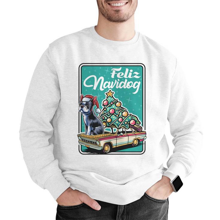 Boston Terrier Merry Christmas Tree Truck Dog X-Mas Men Graphic Sweatshirt, Boston Terrier Christmas Sweatshirts, funny gift