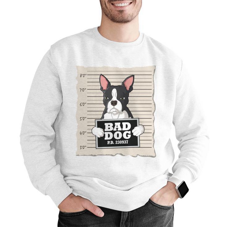 Boston Terrier Mug Shot Guilty Dog Men Graphic Sweatshirt, funny gift