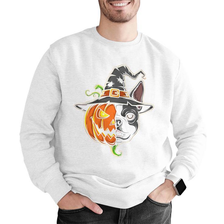 Boston Terrier Pumpkin Jack O Lantern Halloween Men Graphic Sweatshirt, Boston Terrier Halloween Sweatshirts, funny gift