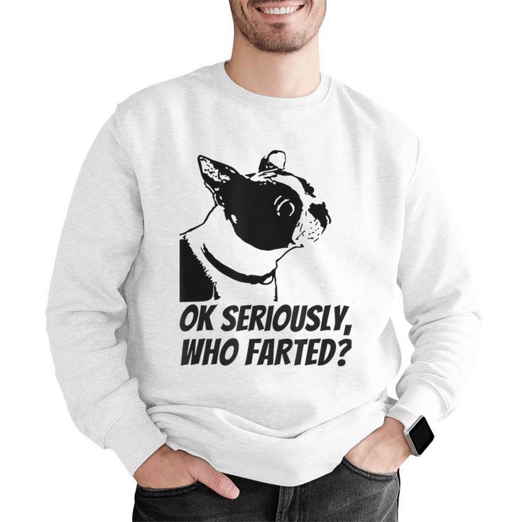 Boston Terrier Shirt Ok Seriously Who Farted Men Graphic Sweatshirt, funny gift