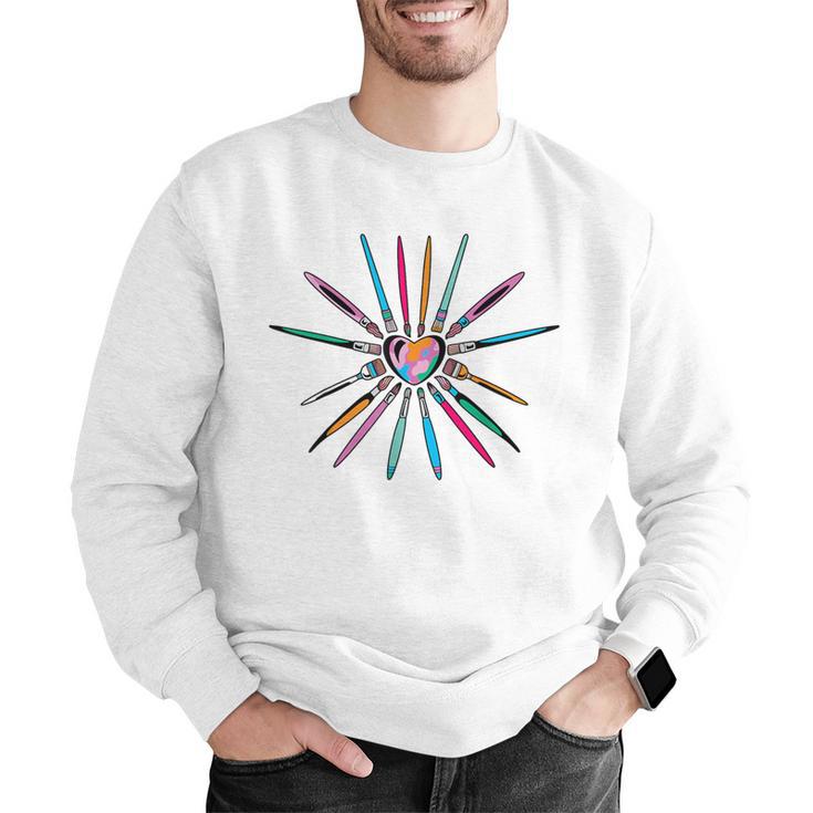 Cool Brush Heart Shape Art Teacher Paint For Artist Painter Men Graphic Sweatshirt, funny gift Cool Brush Heart Shape Art Teacher Paint For Artist Painter Men Graphic Sweatshirt, funny gift