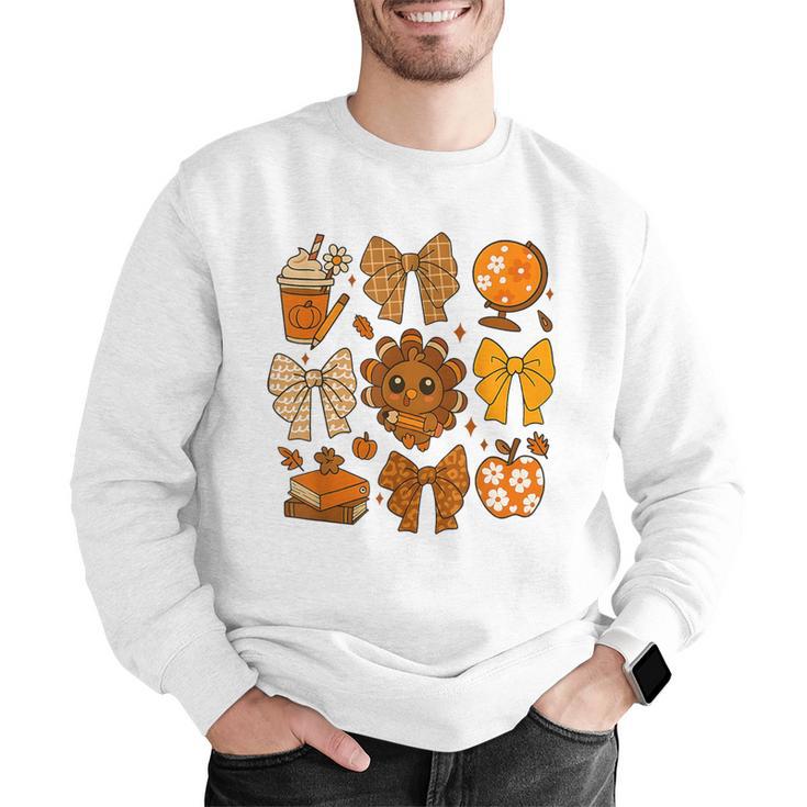Coquette Teach Teacher Bows Thanksgiving Turkey Fall Autumn Men Graphic Sweatshirt, funny gift Coquette Teach Teacher Bows Thanksgiving Turkey Fall Autumn Men Graphic Sweatshirt, funny gift