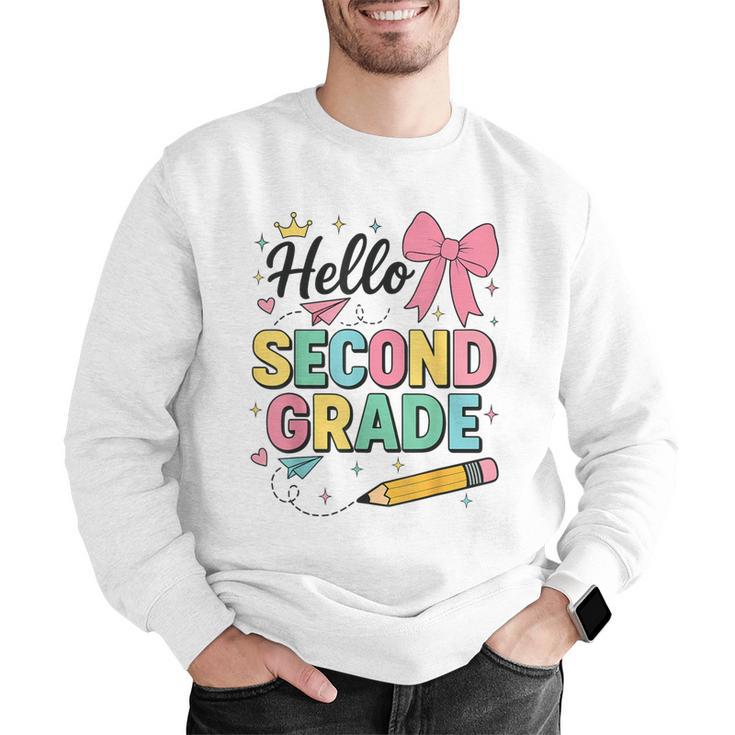 Cute Hello Second Grade Back To School Coquette Teacher Girl Men Graphic Sweatshirt, funny gift
