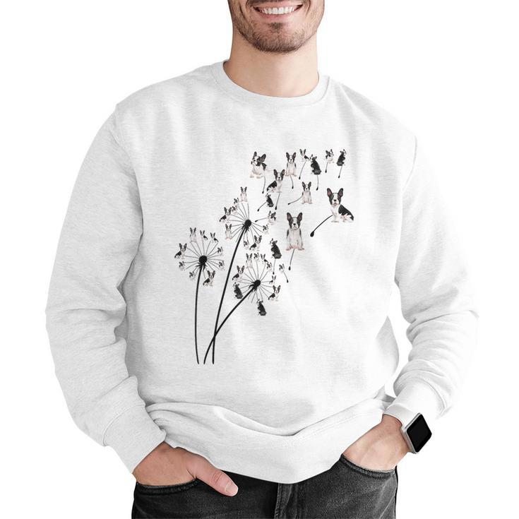 Dandelion Boston Terrier Flower Floral Bostie Tree Men Graphic Sweatshirt, funny gift