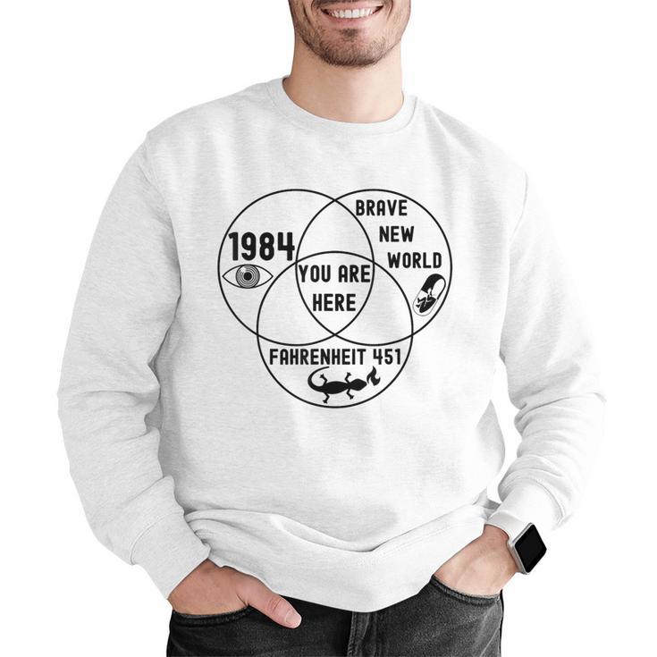 You Are Here Dystopian Venn Diagram English Teacher Bk Men Graphic Sweatshirt, English Teacher Sweatshirts, funny gift You Are Here Dystopian Venn Diagram English Teacher Bk Men Graphic Sweatshirt, English Teacher Sweatshirts, funny gift