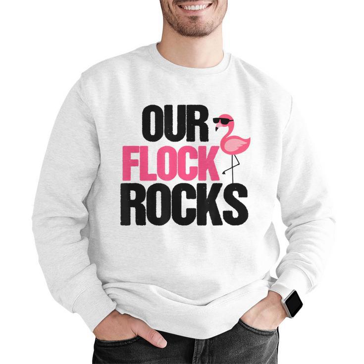 Our Flock Rocks Flamingo Mother's Day Teacher Men Graphic Sweatshirt, funny gift