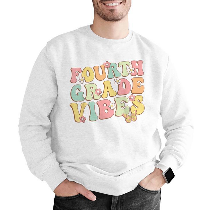 Fourth Grade Vibes Hello Team 4th Grade Teacher Kids Retro Men Graphic Sweatshirt, 4th Grade Teacher Sweatshirts, funny gift