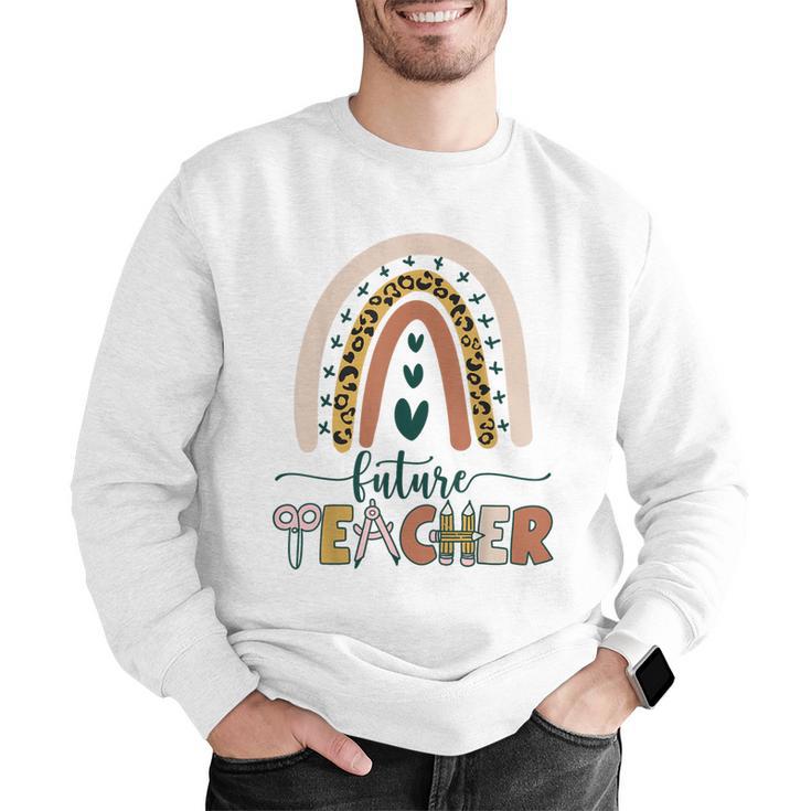 Future Teacher Boho Rainbow Leopard New Grad Student Men Graphic Sweatshirt, Future Teacher Sweatshirts, funny gift