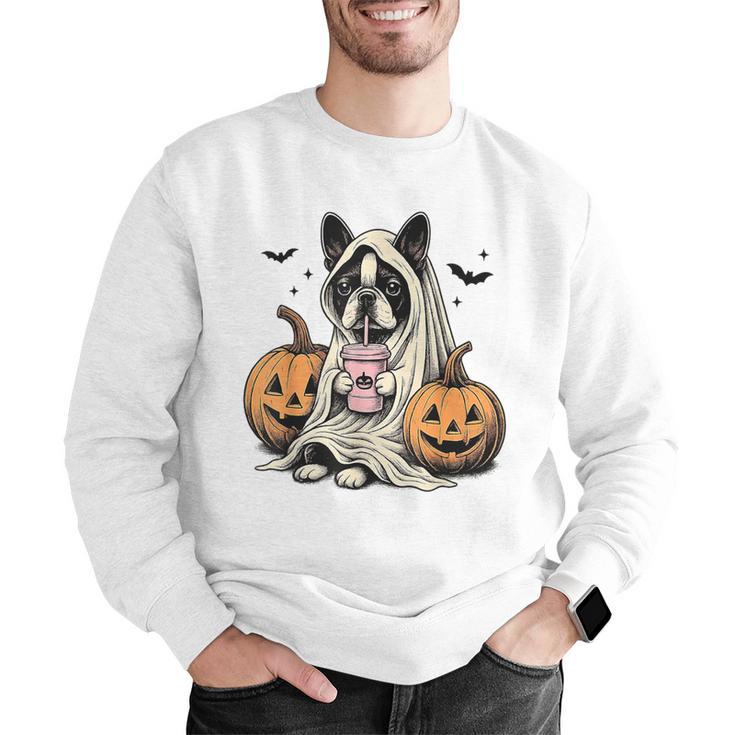 Halloween Boston Terrier Ghost Men Graphic Sweatshirt, Boston Terrier Ghost Sweatshirts, Boston Terrier Halloween Sweatshirts, funny gift