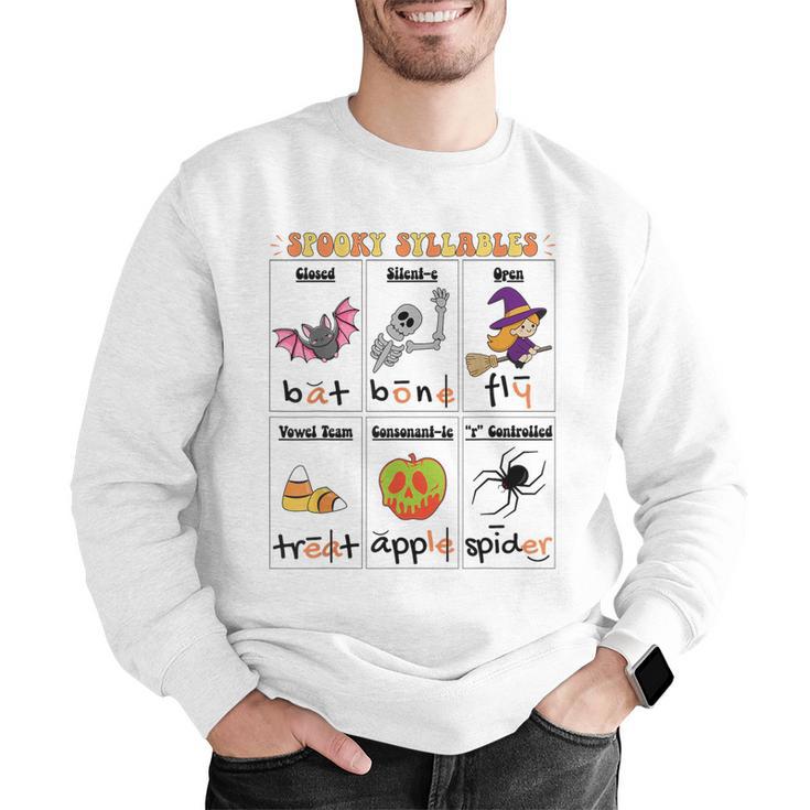 Halloween Reading Spooky Syllables Teacher Vintage Men Graphic Sweatshirt, funny gift Halloween Reading Spooky Syllables Teacher Vintage Men Graphic Sweatshirt, funny gift