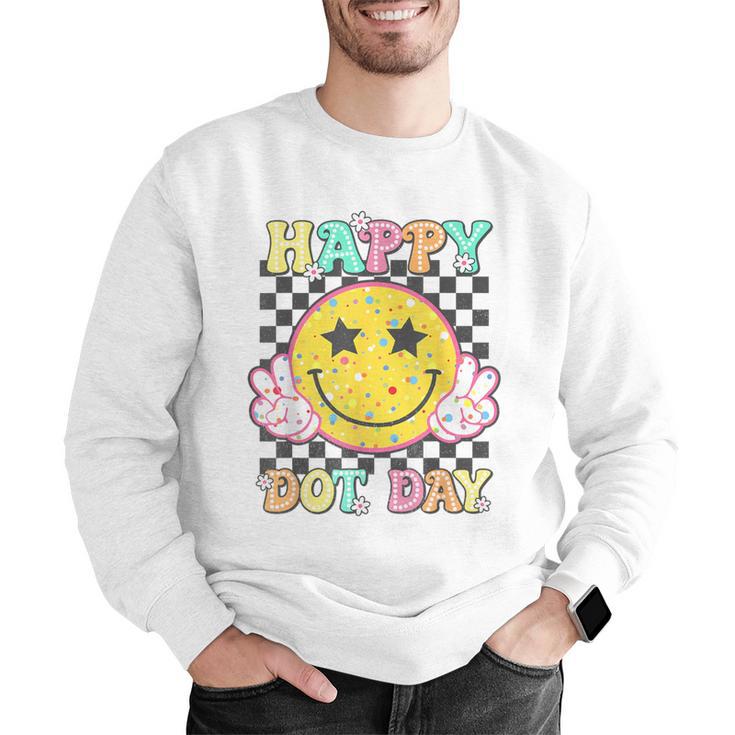 Happy Dot Day Hippie Flowers Smile Face Groovy Teacher Kids Men Graphic Sweatshirt, Groovy Teacher Sweatshirts, funny gift Happy Dot Day Hippie Flowers Smile Face Groovy Teacher Kids Men Graphic Sweatshirt, Groovy Teacher Sweatshirts, funny gift