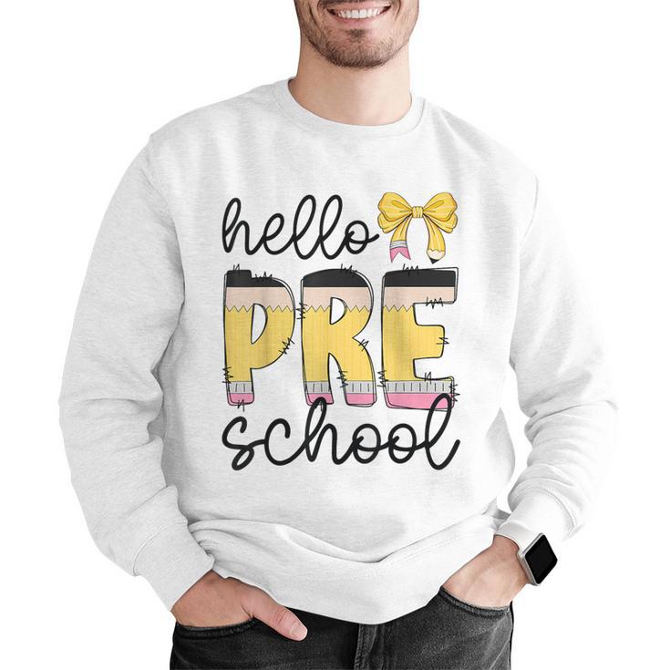 Hello Pre-K Preschool Back To School First Day Teacher Kids Men Graphic Sweatshirt, funny gift Hello Pre-K Preschool Back To School First Day Teacher Kids Men Graphic Sweatshirt, funny gift