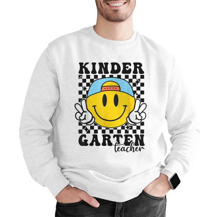 Kindergarten Teacher Hippie Smile Face Back School Men Graphic Sweatshirt, funny gift