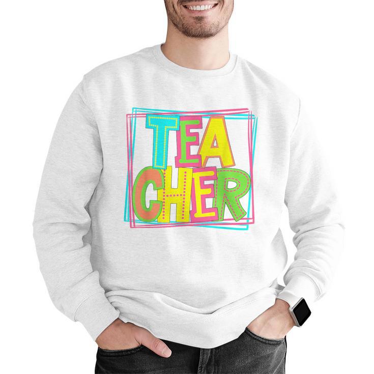 Neon Retro Teacher Cute Teacher Team New Teacher Back To Sch Men Graphic Sweatshirt, funny gift