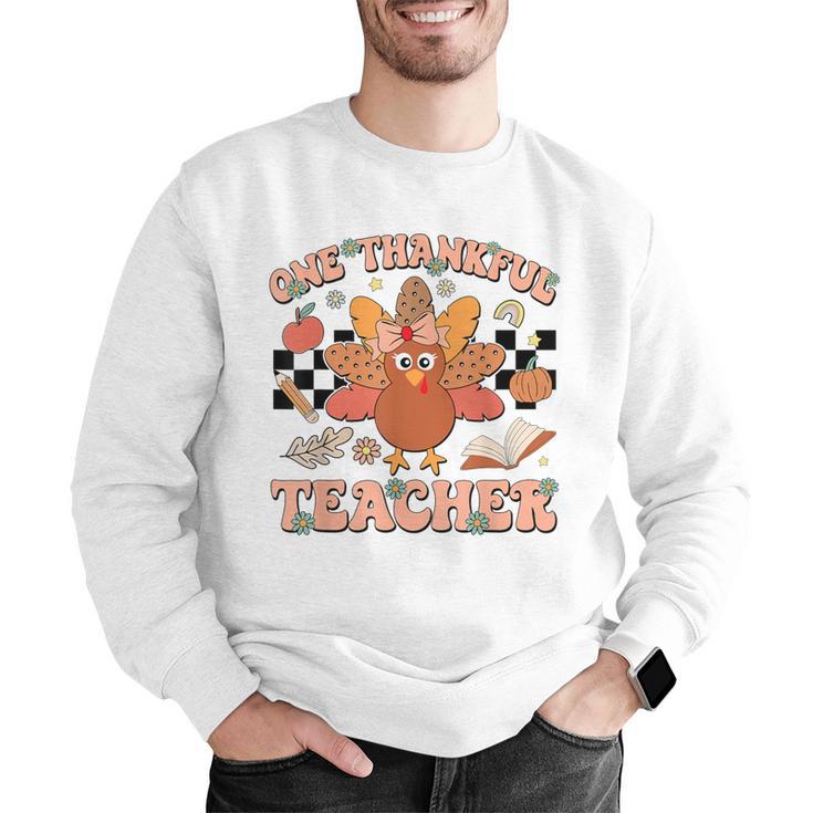 One Thankful Teacher Thanksgiving Retro Groovy Fall Teachers Men Graphic Sweatshirt, Groovy Teacher Sweatshirts, funny gift One Thankful Teacher Thanksgiving Retro Groovy Fall Teachers Men Graphic Sweatshirt, Groovy Teacher Sweatshirts, funny gift