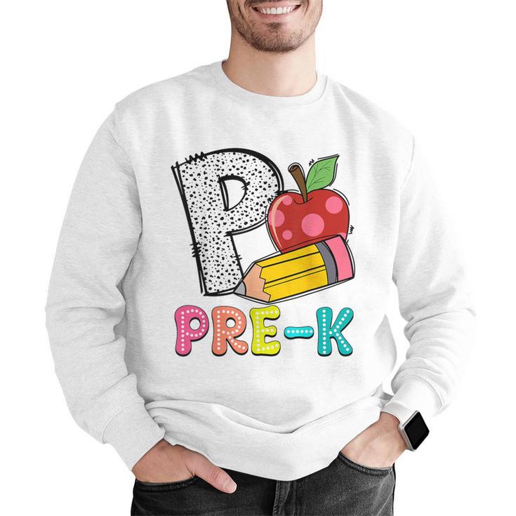 P Is For Pre-K Teacher Pencil Apple Back To School Men Graphic Sweatshirt, funny gift P Is For Pre-K Teacher Pencil Apple Back To School Men Graphic Sweatshirt, funny gift