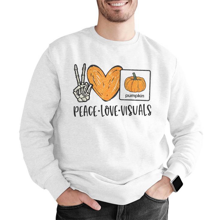 Peace Love Visuals Sped Teacher Pumpkin Skeleton Halloween Men Graphic Sweatshirt, funny gift Peace Love Visuals Sped Teacher Pumpkin Skeleton Halloween Men Graphic Sweatshirt, funny gift