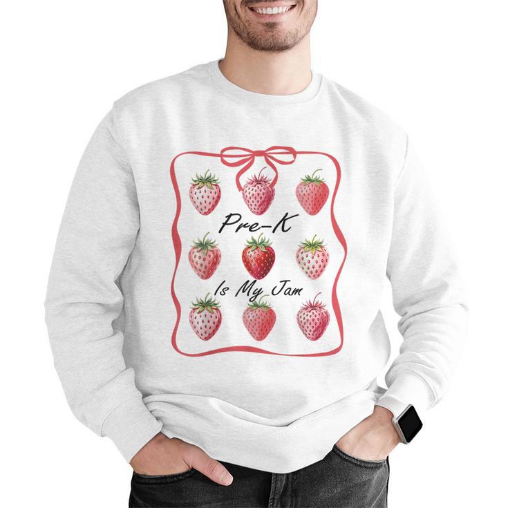 Pre K Is My Jam Teacher Team Crew Preschool Cute Strawberry Men Graphic Sweatshirt, funny gift