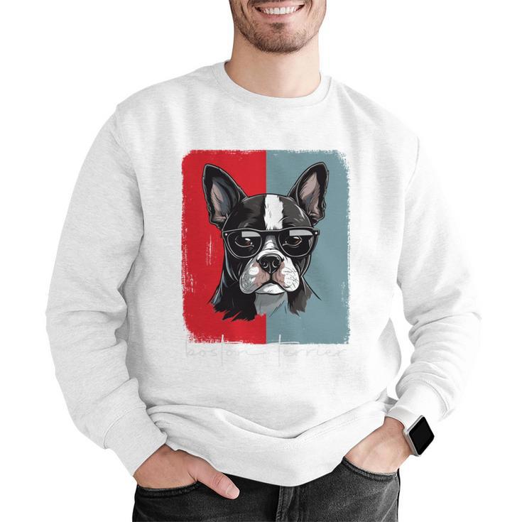 Retro Boston Terrier Dog Lover Bostie Mom Dad Dog Owner Men Graphic Sweatshirt, Boston Terrier Mom Sweatshirts, Boston Terrier Dad Sweatshirts, funny gift