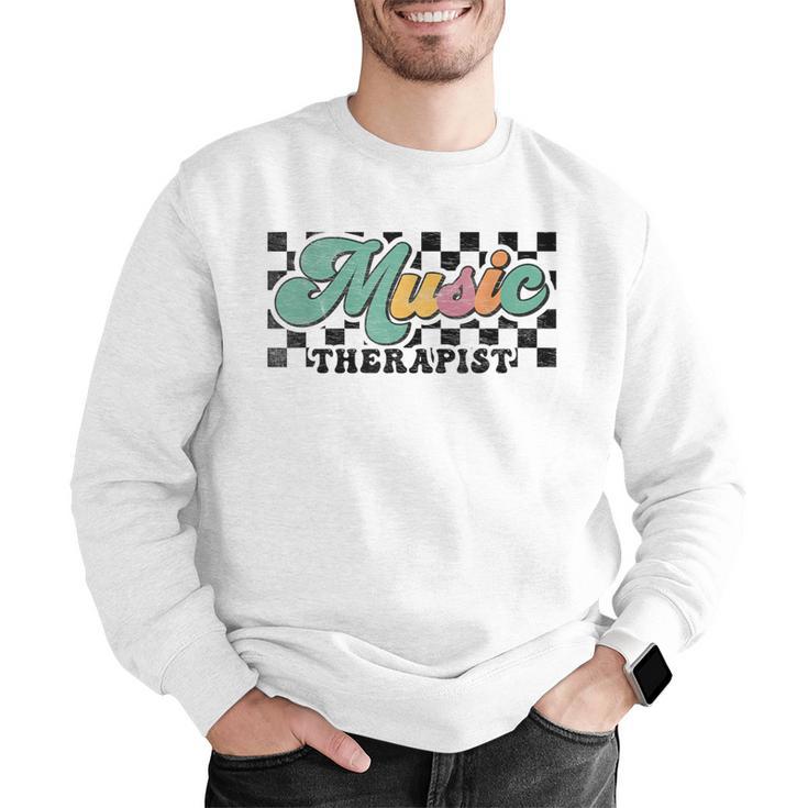 Retro Checkered Music Therapist Squad Music Therapy Teacher For Men Women Men Graphic Sweatshirt, funny gift