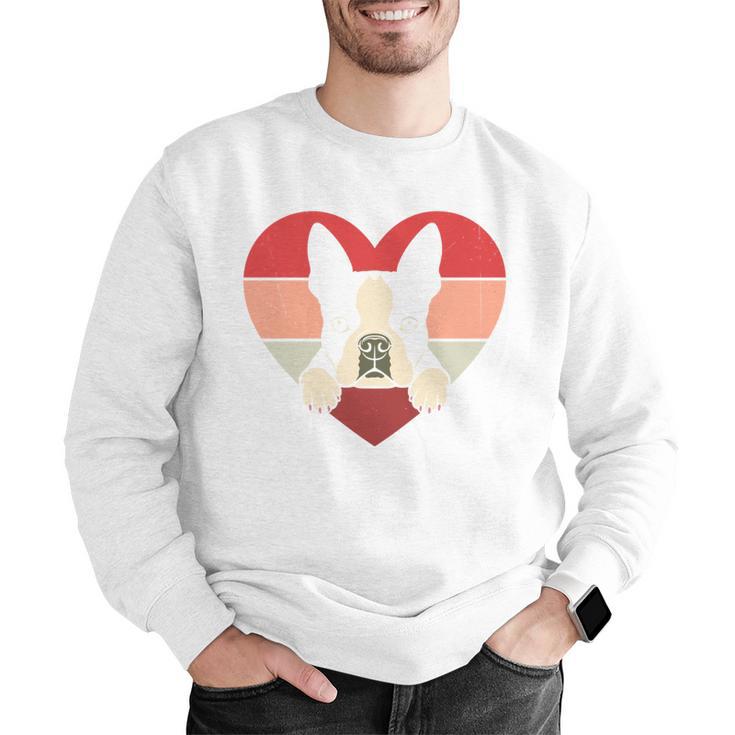 Retro Heart Boston Terrier Dog Vintage Valentine Men Graphic Sweatshirt, funny gift
