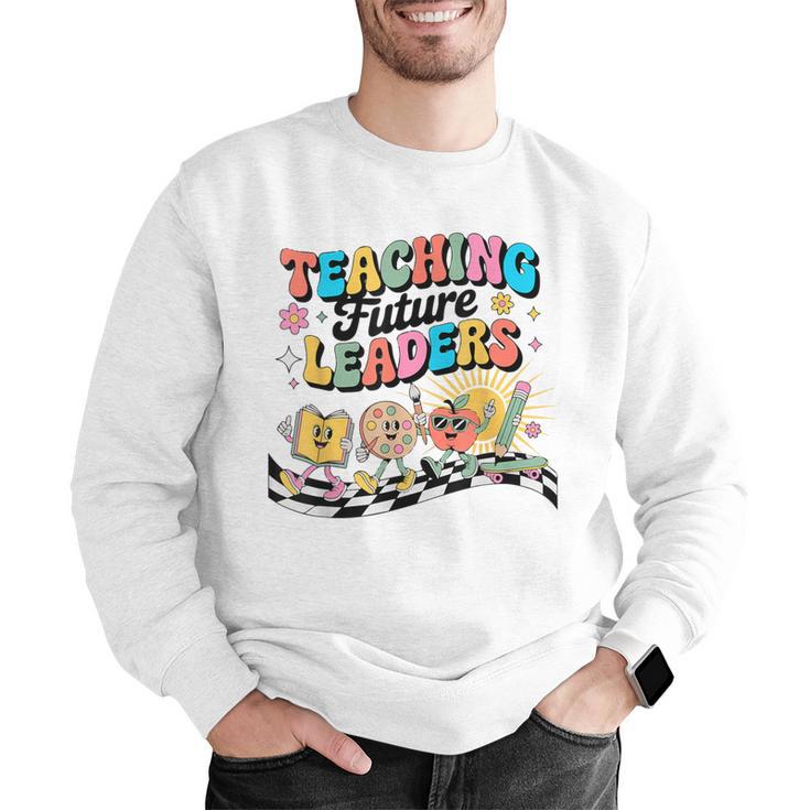 Retro Teaching Future Leaders Groovy Teacher Back To School Men Graphic Sweatshirt, Future Teacher Sweatshirts, Groovy Teacher Sweatshirts, funny gift