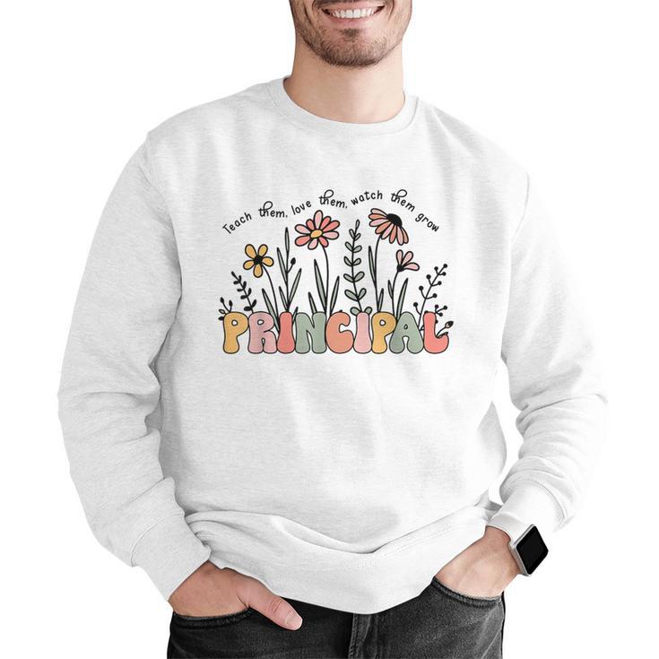 Retro Vintage Floral Principal Shirt For Women Teachers Day Men Graphic Sweatshirt, funny gift
