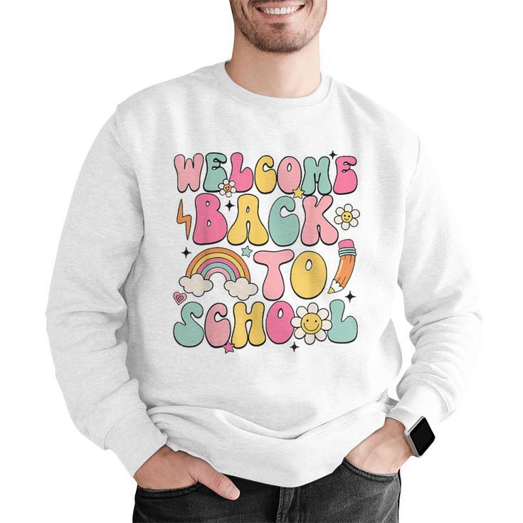 Retro Welcome Back To School Teacher Appreciation Boys Girls Men Graphic Sweatshirt, funny gift Retro Welcome Back To School Teacher Appreciation Boys Girls Men Graphic Sweatshirt, funny gift