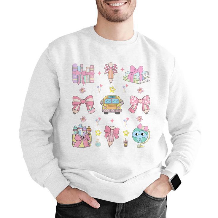 School Pencils And Bows Teacher Bow Coquette Pencil Girls Men Graphic Sweatshirt, funny gift School Pencils And Bows Teacher Bow Coquette Pencil Girls Men Graphic Sweatshirt, funny gift