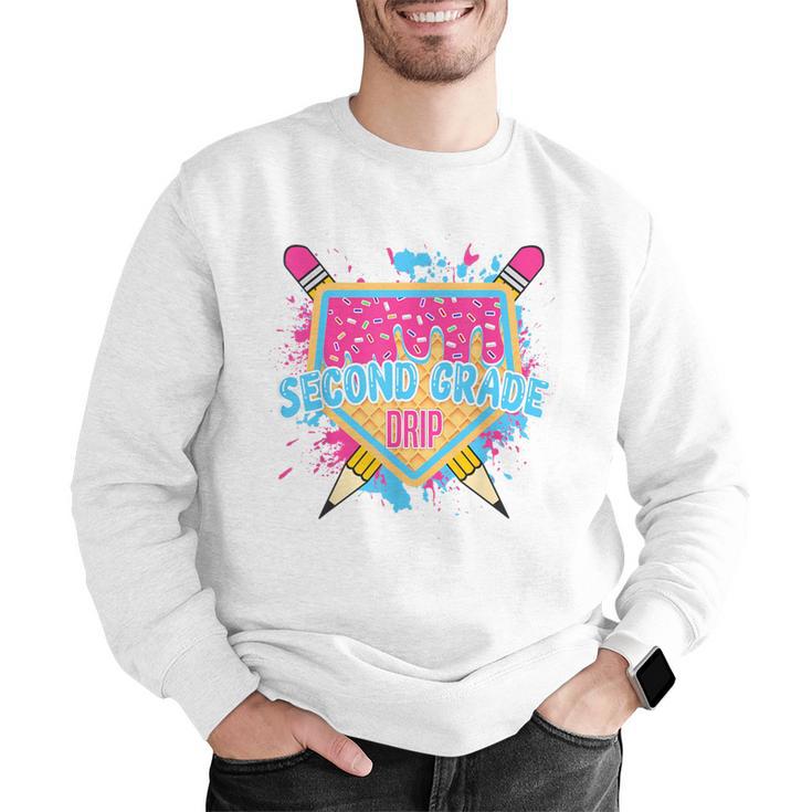 Second Grade Drip Ice Cream Home Plate Baseball Teachers Kid Men Graphic Sweatshirt, funny gift Second Grade Drip Ice Cream Home Plate Baseball Teachers Kid Men Graphic Sweatshirt, funny gift