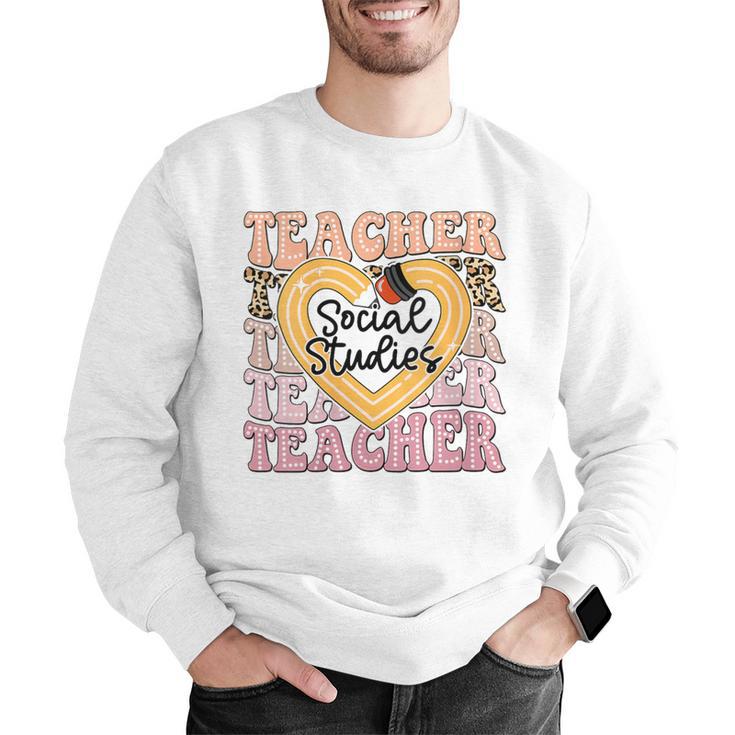 Social Studies Teacher Pencil Heart Leopard Back To School Men Graphic Sweatshirt, funny gift Social Studies Teacher Pencil Heart Leopard Back To School Men Graphic Sweatshirt, funny gift