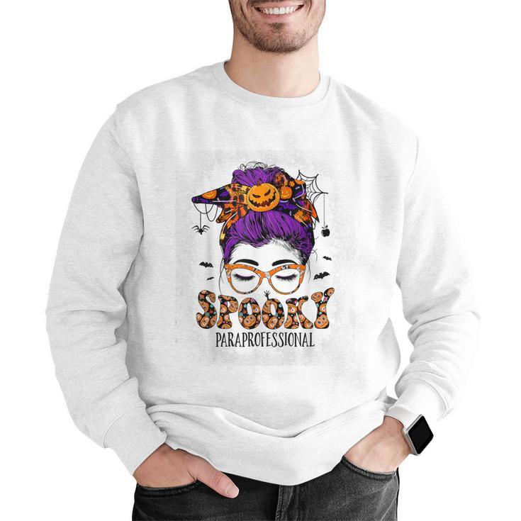 Spooky Paraprofessional Life Halloween Messy Bun Teacher For Men Women Men Graphic Sweatshirt, funny gift