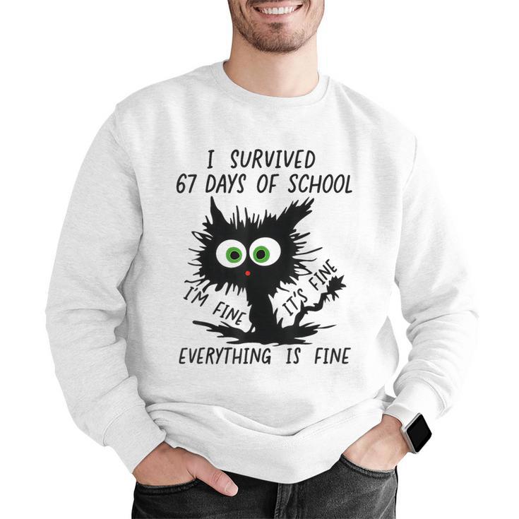 I Survived 67 Days Of School Teachers Students Humor Men Graphic Sweatshirt, funny gift
