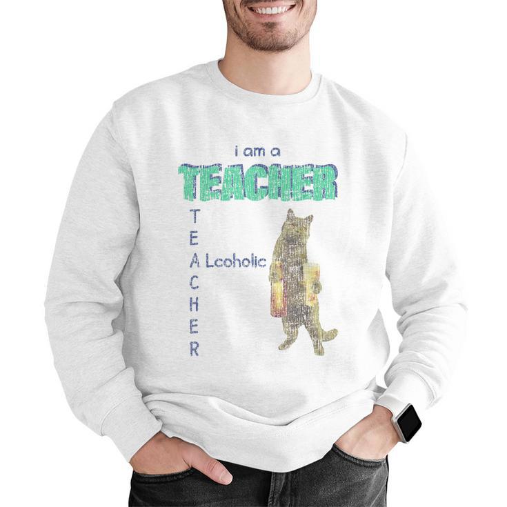 I Am A Teacher Alcoholic Cat Beer Feline Men Women Men Graphic Sweatshirt, funny gift