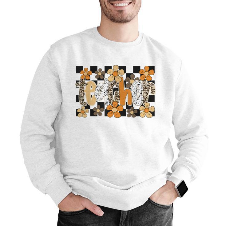 Teacher Appreciation Boho Floral Leopard Checkered Men Graphic Sweatshirt, funny gift Teacher Appreciation Boho Floral Leopard Checkered Men Graphic Sweatshirt, funny gift