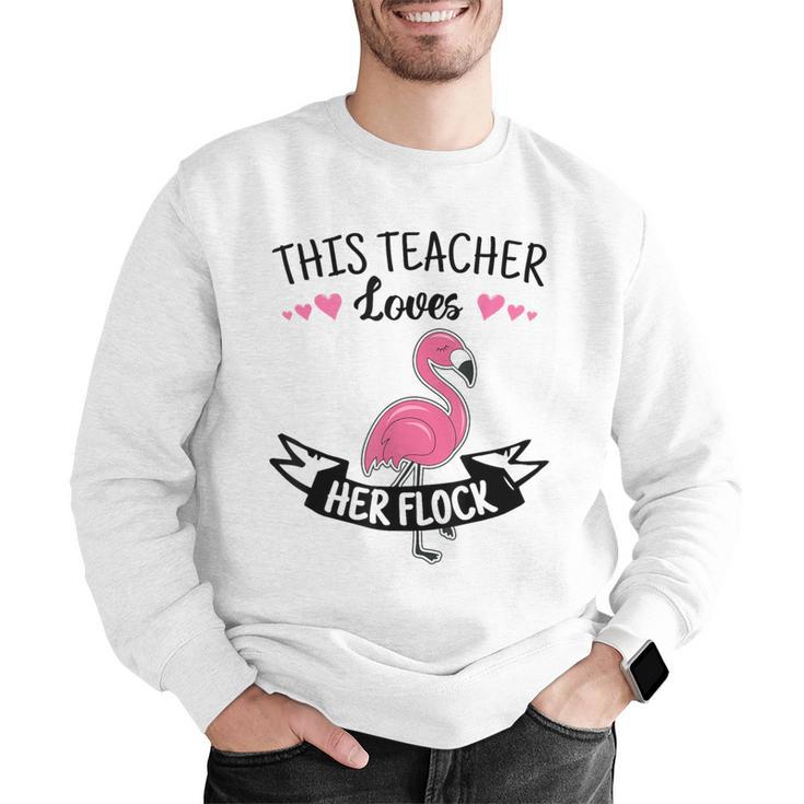 This Teacher Loves Her Flock Cute Flamingo Teacher Men Graphic Sweatshirt, funny gift