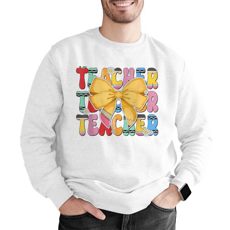 Teacher Pencil Coquette Bow Back To School Teacher Men Graphic Sweatshirt, funny gift Teacher Pencil Coquette Bow Back To School Teacher Men Graphic Sweatshirt, funny gift