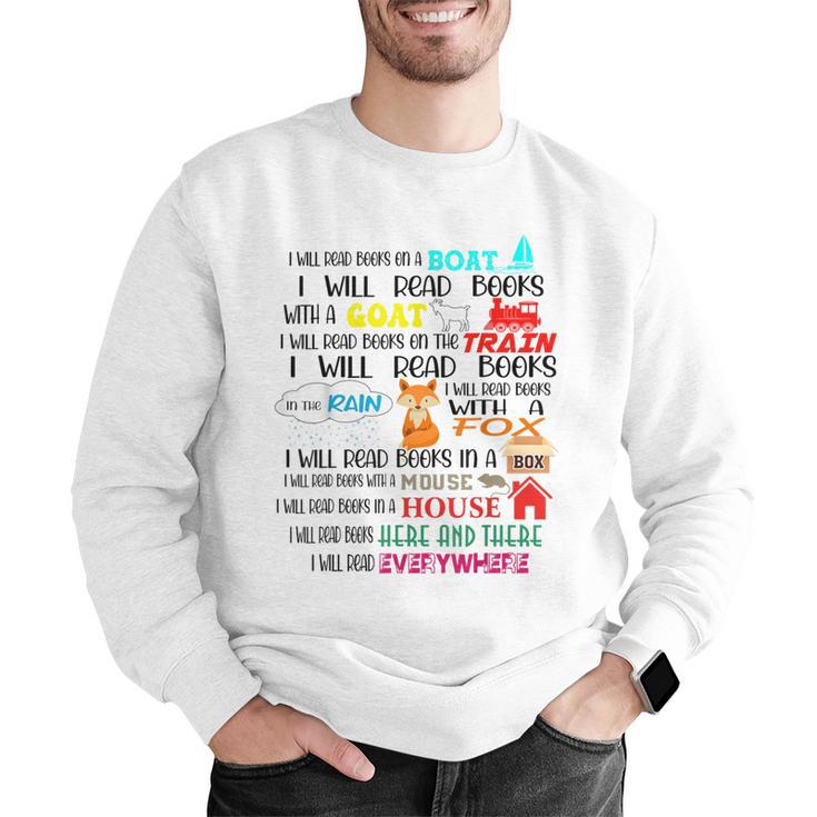 Teacher I Will Read Book On Boat Kids Women Bookworm Men Graphic Sweatshirt, funny gift Teacher I Will Read Book On Boat Kids Women Bookworm Men Graphic Sweatshirt, funny gift