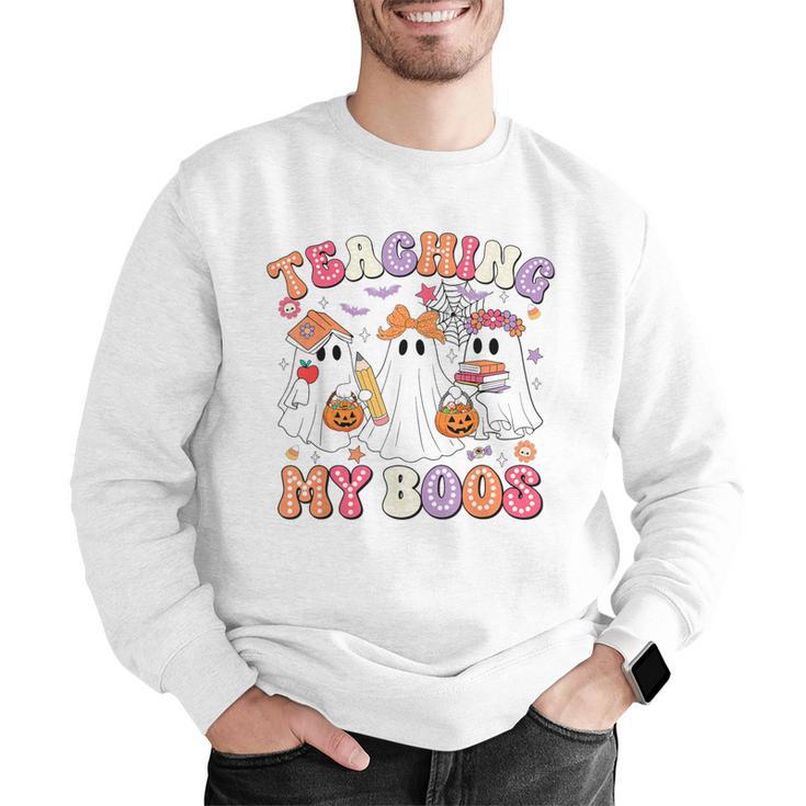 Teaching My Boos Cute Spooky Ghost Teacher Halloween Women Men Graphic Sweatshirt, funny gift