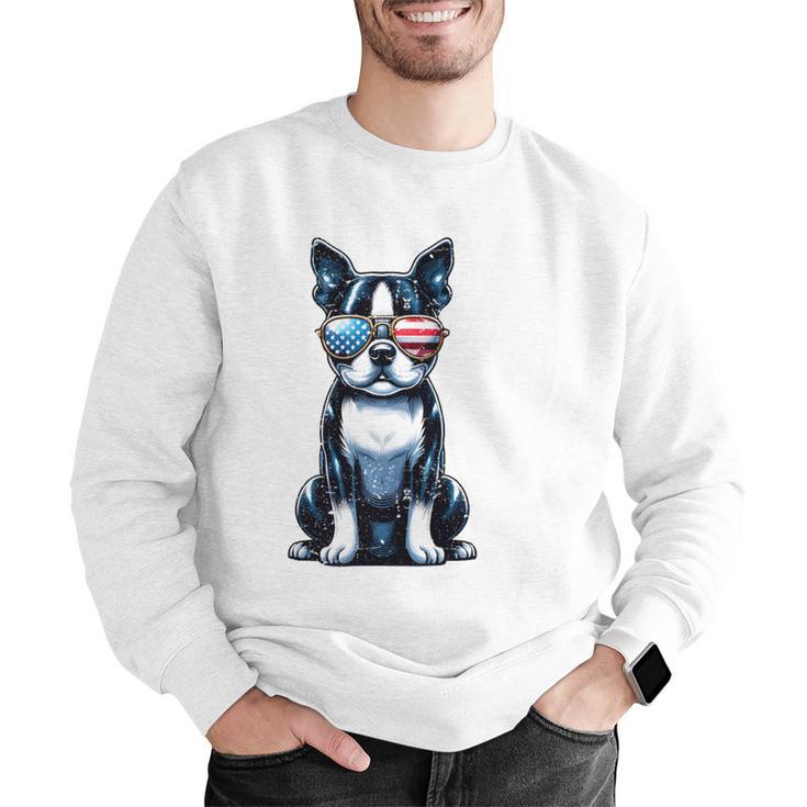 USA Flag Boston Terrier Best Dog Mom Ever 2025 Men Graphic Sweatshirt, Boston Terrier Mom Sweatshirts, funny gift